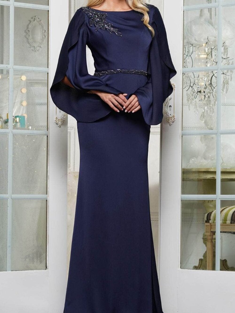 NWT Marsoni by Colors MV1348 Crystal Mother of the Bride Dress Navy size 18